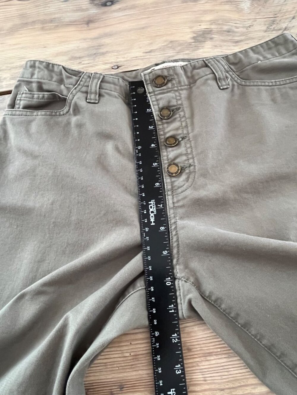 Faded Glory Vtg 90s High Rise Pants Womens 10 Olive Green Button Fly 100% Cotton - Picture 6 of 8